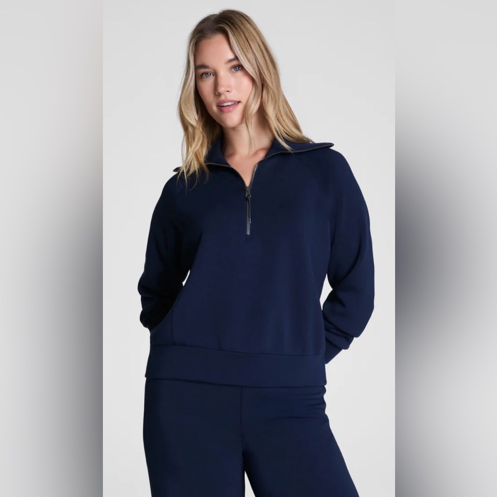 Spanx Air Essentials Half Zip, Navy - image 1